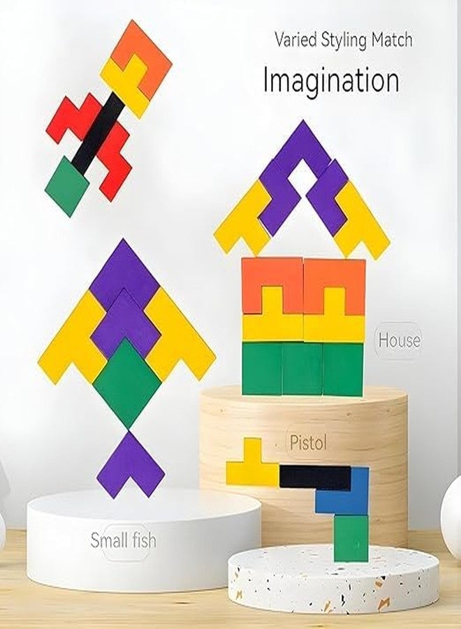 NEKSTY Wooden Tangram and Shapes Pegged Knob Toy Combo | 2 Puzzle Boards for Toddlers 2+ | Boosts Fine Motor Skills Shape Recognition Logic and Creativity | Safe Durable Learning Toy - Image 4